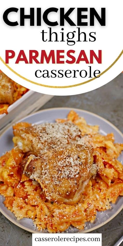 Chicken Thigh Pasta Bake, Chicken Thigh With Pasta Recipes, Pasta With Chicken Thighs, Chicken Thigh And Pasta Recipes, Chicken Thighs With Pasta, Chicken Thighs And Pasta, Chicken Thighs Pasta, Chicken Thigh Pasta Recipes, Chicken Thigh Parmesan Recipe