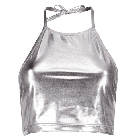 Boohoo Emma Metallic Crop Halterneck Top (91 PEN) ❤ liked on Polyvore featuring tops, crop tops, blusas, boohoo, shirts, pastel crop top, bralette crop top, off-shoulder crop tops, bralet crop top and halter tops Pastel Crop Top, Jersey Crop Top, Cami Outfit, Metallic Crop Top, Bralet Tops, Halter Neck Crop Top, Halterneck Top, Silver Top, Bralette Crop Top