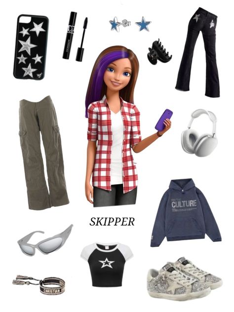 Skipper From Barbie, Barbie Skipper Outfits, Skipper Barbie Outfits, Skipper Barbie Costume, Barbie Moodboard, Skipper Outfits, Skipper Barbie, Halloween Group, Barbie Costume