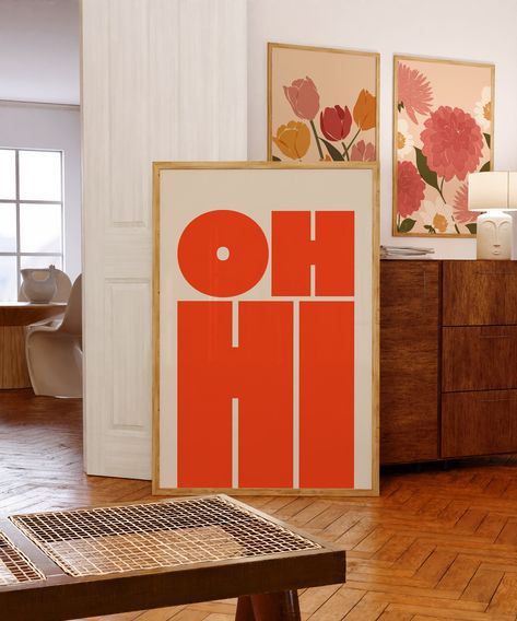 OH HI Print Modern Typography Poster Trendy Wall Art Bold Type Poster Gallery Wall Art Printable Art Instant Digital Download - Etsy Multiple Posters On Wall, For Like Ever Poster, Africa Brooke, Bold Type Poster, Modern Bedroom Wall Decor, Bedroom Wall Prints, Trendy Wall Art Prints, Poster Gallery Wall, Mid Century Modern Poster