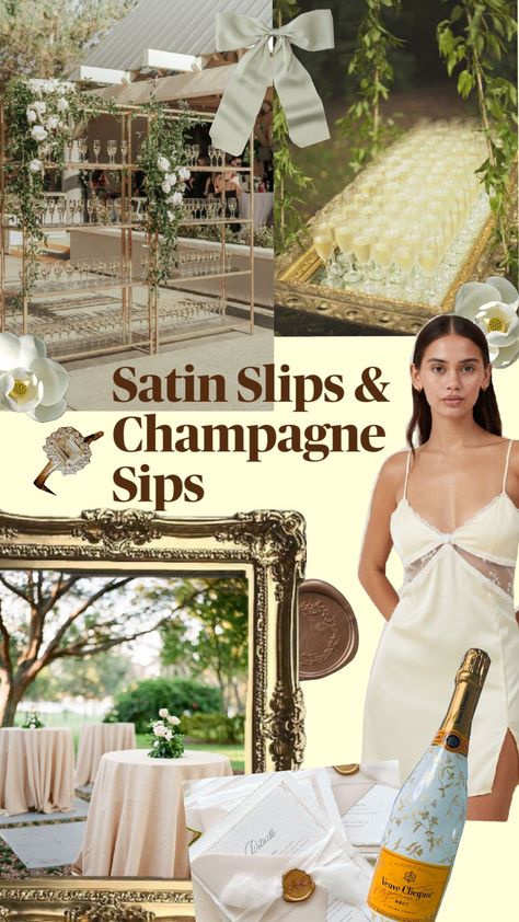 Bridal Shower Theme. Satin Slips & Champagne Sips🍾🥂💍 Champagne Theme Party, Dirty Thirty Birthday, Bach Weekend, Bridal Shower Inspo, Bridal Theme, Bridal Events, Bachelorette Party Planning, Bachelorette Themes, Champagne Party