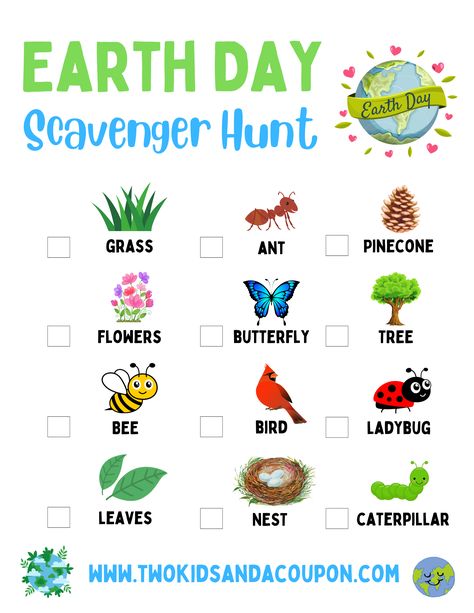 Print this free Earth Day scavenger hunt and enjoy these other fun Earth Day activities for your family. Let us know which one is your favorite! Earth Day Scavenger Hunt Free Printable, Earth Day Scavenger Hunt, Walk Scavenger Hunt, Nature Walk Scavenger Hunt, Fall Paper Crafts, Recycling Activities, Halloween Decorations For Kids, Halloween Craft Projects, Butterfly Tree