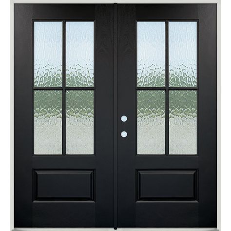 Fiberglass Double Entry Doors, Fromt Doors, Steel Patio Doors, Black Exterior Doors, Double Front Entry Doors, French Front Doors, Double Doors Exterior, Black Front Doors, Farmhouse Front Door