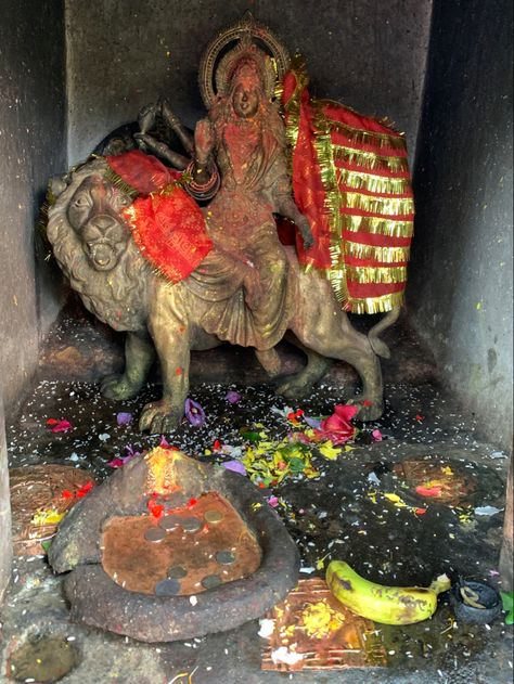 Devi Durga Idol with three yantras placed on the ground. #goddess #idol #pinterest #ideas #spirituality Durga Idol, Devi Durga, Pinterest Ideas, On The Ground, Spirituality, Quick Saves