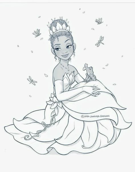 Cinderella Sketch, Disney Princess Sketches, Tiana Princess And The Frog, Princess Sketches, Tiana Disney, Disney Drawings Sketches, Disney Princess Coloring Pages, Disney Princess Artwork, Crayon Drawings