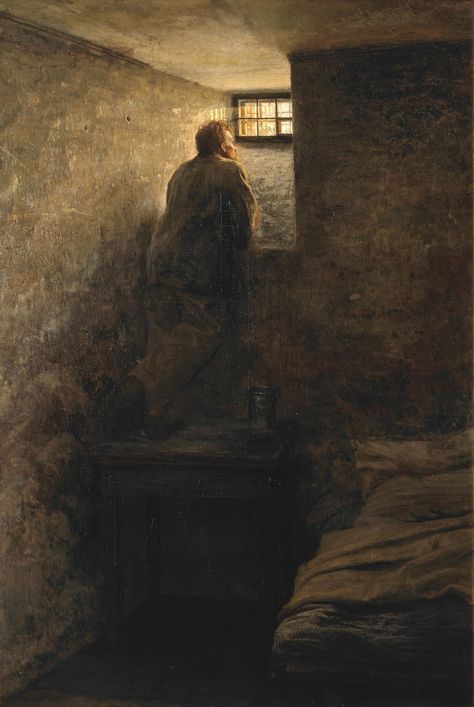 A Prisoner in his Cell (The Prisoner), 1878 by Nikolai Yaroshenko (Russian, 1846-1898), oil on canvas, 143.1 x 107.6 cm - Tretyakov Gallery (Moscow, Russia)2 Victorian Prison, Prison Art, The Prisoner, Russian Painting, Ancient Sculpture, Expressionist Art, Beautiful Landscape Wallpaper, Old Paintings, Russian Art