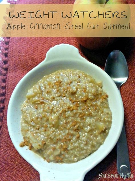 Weight Watchers Apple Cinnamon Steel Cut Oatmeal Breakfast Ideas Oatmeal, Oatmeal Cinnamon, Oatmeal Apple, Weight Watchers Recipes Breakfast, Steel Cut Oatmeal, Apple Cinnamon Oatmeal, Weight Watchers Snacks, Weight Watchers Breakfast, Cinnamon Oatmeal