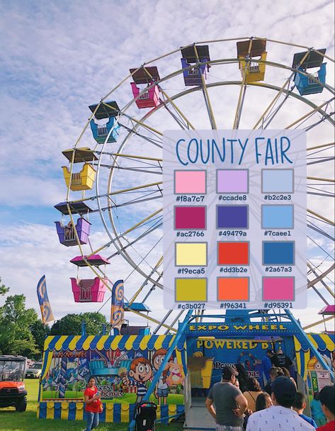 I took this picture at the fireman’s fair in my town last summer! Such bright and cheery summer colors! County Fair Aesthetic, Pantone Color Palette, Fair Photoshoot, Fair Aesthetic, The Fireman, Aesthetic Graphics, Pantone Colour Palettes, Country Fair, Random Aesthetic