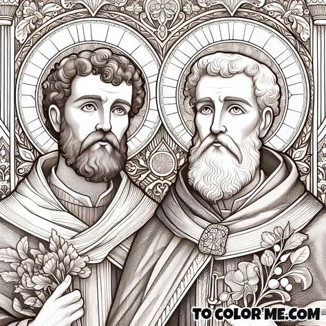 Saints Philip and James the Less: Coloring the Patrons of Faith and Devotion - https://www.tocolorme.com/?p=9758&utm_source=SocialAutoPoster&utm_medium=Social&utm_campaign=Pinterest St Athanasius, St Bernadette Of Lourdes, St Monica, St Catherine Of Siena, Saint Philip, Pope Leo, Liturgical Seasons, Christ Is Risen, Faith Formation