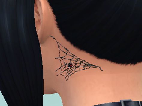 this a new tattoo web of spider Found in TSR Category 'Sims 4 Female Tattoos' Spider Tattoo Neck, Spider Gwen Costume, Spider Face Painting, Law Tattoo, Spider Lashes, Vampire Tattoo, Spider Web Tattoo, Tattoo Neck, Sims 4 Tattoos