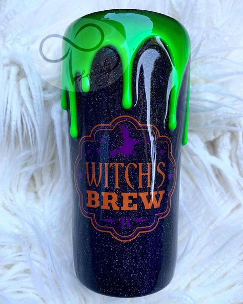 Black Glitter Tumbler, Dripping Effect, Halloween Witches Brew, Tumbler Cups Personalized, Glitter Tumbler Cups, Halloween Cups, Witch's Brew, Custom Tumbler Cups, Tumbler Cups Diy