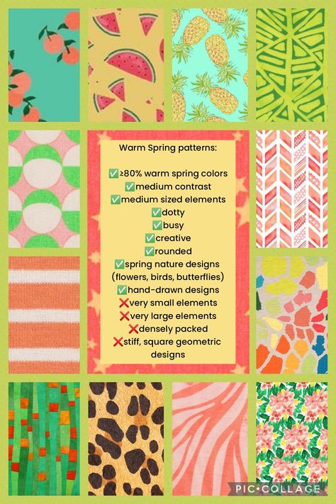 Bright Spring Patterns, Light Spring Patterns, Bright Spring Aesthetic, Warm Spring Aesthetic, Clear Spring Outfits, Wardrobe Sudoku, True Spring Makeup, True Spring Palette, Warm Spring Palette