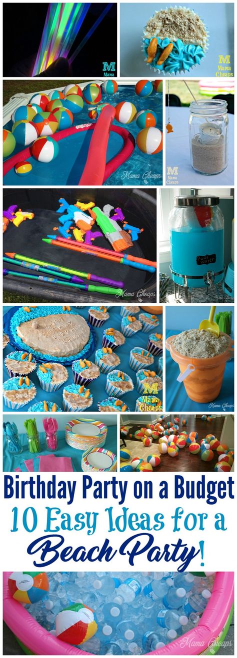 10 Easy Ideas for Throwing a Fun Beach Party from @mamacheaps http://bit.ly/2iY8feg Beach Inspired Party Food, Beach Themed Foods For Party, Beach Birthday Party For Adults Ideas, Water Party Food Ideas, End Of Year Party Food Ideas, Beach Theme End Of School Party, Beach Themed Birthday Party For Adults, Dollar Tree Pool Party Ideas, Beach Party Snacks For Kids