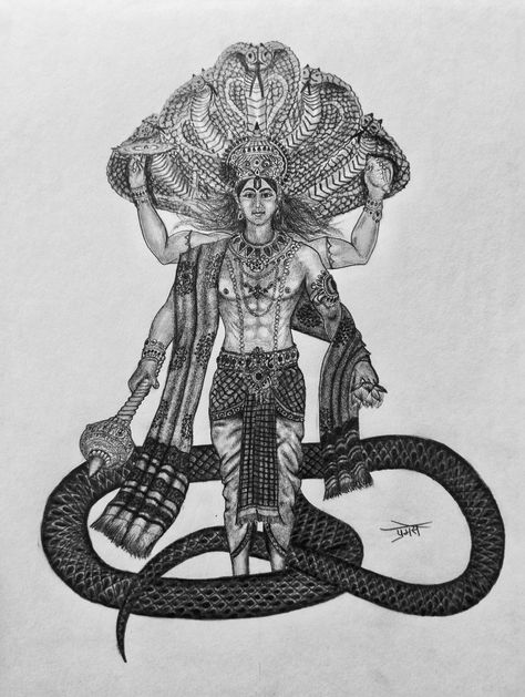 Lord Vishnu Drawing by Prem se Vishnu Sketch, Lord Vishnu Drawing, Vishnu Drawing, Lord Shiva Sketch, Shiva Sketch, Anchor Tattoos, Hanuman Photos, Meaningful Drawings, Art Sketches Pencil