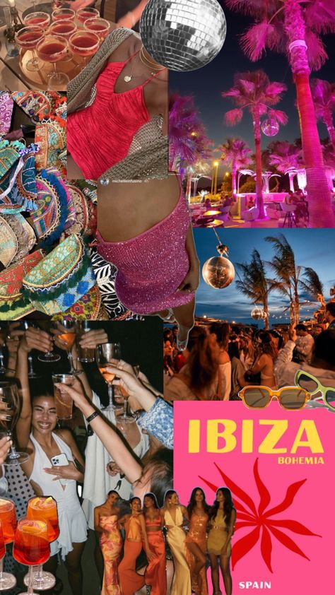 Ibiza Summer Aesthetic, Ibiza Party Aesthetic, Ibiza Themed Party, Ibiza Aesthetic, Ibiza Vibes, Ibiza Party, Vision Board Collage, Pandora Bracelet Designs, Vacation Outfits Women