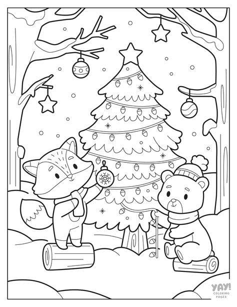 Christmas Tree Coloring Pages (Free Printables) Opossum Coloring Page, Detailed Christmas Coloring Pages, Cute Christmas Coloring Pages For Kids, Yay Coloring Pages, Woodland Animals Coloring Pages, January Coloring Pages, Free Printable Christmas Worksheets, Cute Christmas Coloring Pages, Christmas Coloring Pages For Adults