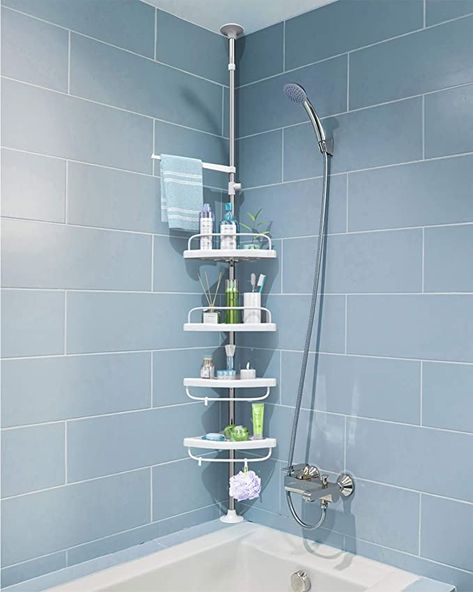 Corner Shower Caddy, Shower Shelf, Shower Organization, Bathroom Units, Gorgeous Bathroom, Clean Tile, Decorating Shelves, Shower Shelves, Corner Shower