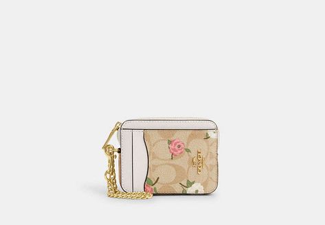 Zip Card Case In Signature Canvas With Floral Print | COACH OUTLET Coach Card Case, Coach Floral Wallet, Coach Zip Card Case, 2025 Outfits, Girl Wishlist, Unrealistic Wishlist, Birthday 2023, Coach Floral, Slay Queen