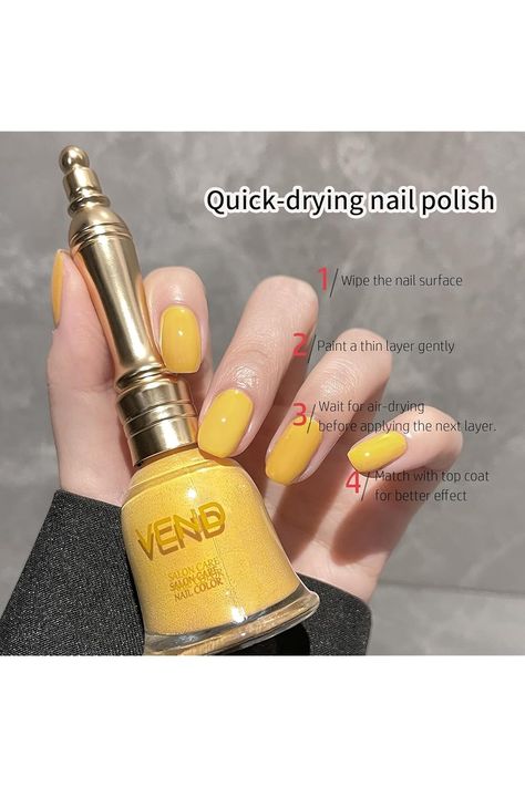 Yellow Nail Polish, 0.35 fl. oz - 10.5 ml, Water-Based and Odorless, No UV Lamp Needed, Summer and Fall Nail Polish Series, Sunny Yellow Nail Color, Home Salon DIY Yellow Nail Color, Fall Nail Polish, Yellow Nail, Color Home, Dry Nail Polish, Sunny Yellow, Yellow Nails, Home Salon, Fall Nail