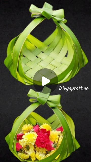 Coconut Leaf Decoration, Coconut Leaf Craft, Saree Function, Leaf Basket, Coconut Leaves, Basket Diy, Leaf Crafts, Diy Basket, Crafts Kids