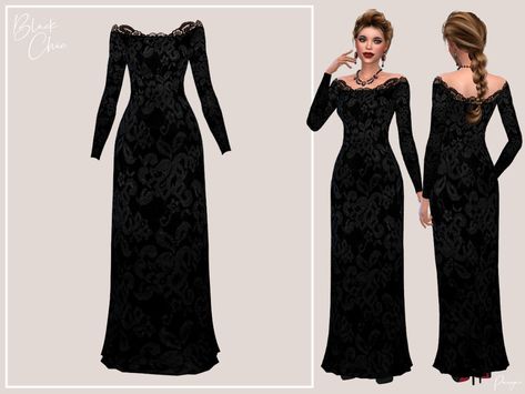 Sims 4 Black Wedding Dress, Sims 4 Lace Dress, Sims 4 Witch Dress, Sims 4 Elegant Clothes, Sims 4 Black Dress Cc, Sims 4 Black Dress, Sims 4 Long Dress, Sims 4 Elegant Cc, Royalty Dress