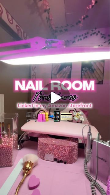 Licensed Orlando Nail Technician💅🏼 on Instagram: "🖇️🎀 LINK IN BIO 🎀🖇️ Here are some amazing @amazon products I use and are on my storefront💓 Let me know if you guys want a part 2🤭 🛍️SHOP NOW🛍️ #nails #nailsnailsnails #nailsofinstagram #nailtech #nailtechnician #nailessentials #nailproducts #nailsupply #amazon #amazonfinds #amazoninfluencer #orlandonails #orlandonailtech #nailroom #naillove #baddienails #reels #contentcreator #contentmarketing #reelsinstagram #reelsnails" Small Shed Nail Salon Ideas, Small Nail Shop Decor Ideas, Diy Nail Studio At Home, Diy Nail Station At Home, Nail Room Inspo Aesthetic, Nail Space At Home, Nail Tech Storage Ideas, Small Nail Tech Room Ideas, Small Nail Studio Ideas