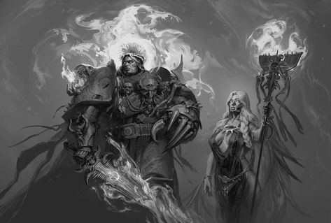 Evil Emperor and Erda, Ruslan Korovkin on ArtStation at https://www.artstation.com/artwork/vbA3rx Evil Emperor, Warhammer 40k Art, Gallery Artwork, Warhammer 30k, Warhammer Art, Warhammer 40k Artwork, Artwork Images, Warhammer Fantasy, Fantasy Warrior