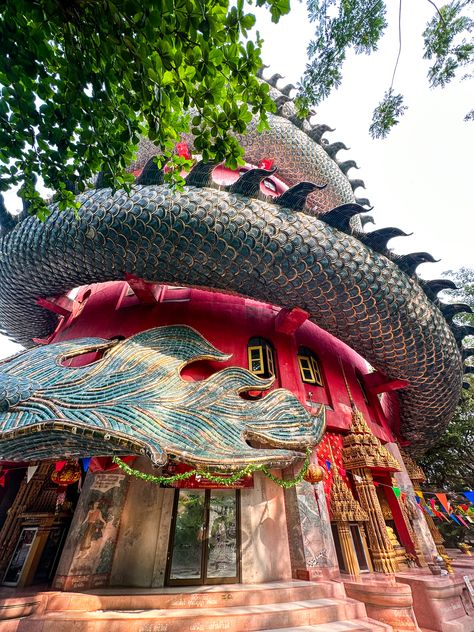 Wat Samphran Dragon Temple, Bangkok Wat Samphran Temple, Wat Samphran, Bangkok Aesthetic, Travelling Asia, October Travel, Bangkok Travel Guide, Things To Do In Bangkok, Thai Travel, Thailand Vacation