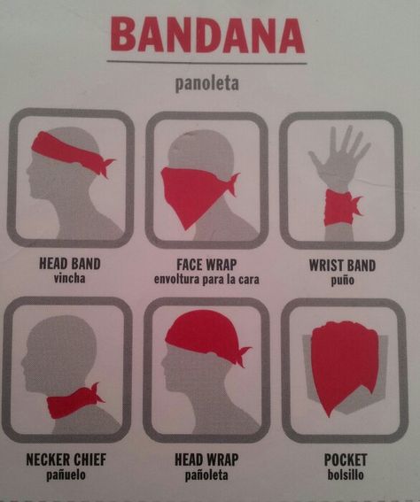 (some) Different ways to tie a bandana! Types Of Bandana Styles, Bandana Color Meaning, Different Ways To Style Bandana, Different Ways To Tie A Bandana, How To Bandana, Bandana Ideas To Wear, Ways To Tie Bandana, How To Fold A Bandana, How To Tie Bandana On Head