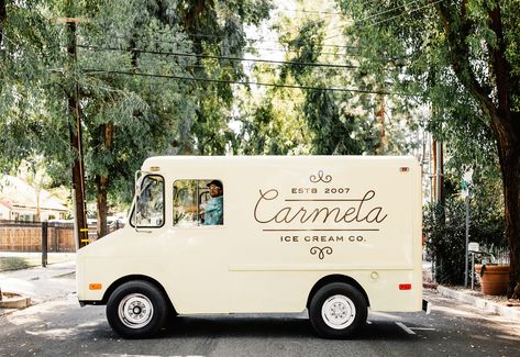 Mattson Creative - Carmela Ice Cream Cat Shack, Van Food Truck, Arizona Ranch, Cream Branding, Van Signage, Ice Cream Wedding, Foodtrucks Ideas, Jeni's Ice Cream, Cream Wedding Cakes