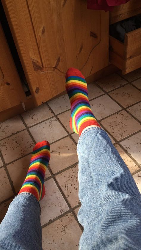 Pretty Socks, Socks Aesthetic, Rainbow Socks, Sock Outfits, Funky Socks, Rainbow Outfit, New Roof, Stylish Socks, Rainbow Aesthetic