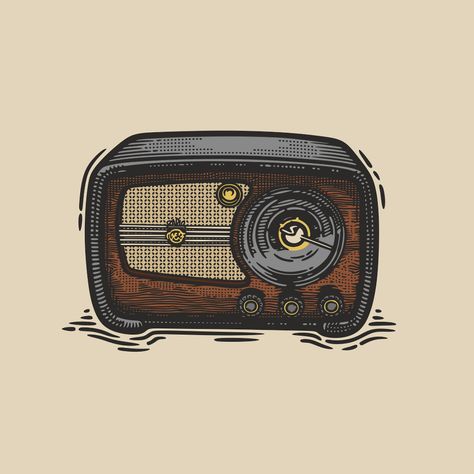 radio on Behance Vintage Radio Drawing, Radio Jockey Aesthetic, Old Radio Images, Radio Host Character Design, Vintage Radio Aesthetic, Old Radio Vintage, Vintage Radio Illustration, Radio Painting, Radio Sketch