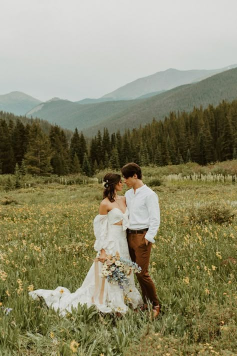 Rocky Mountain Elopement, Colorado Mountain Elopement, Among The Wildflowers, Boho Elopement, Wedding Pose, Mountain Wedding Colorado, Breckenridge Colorado, Mountain Bride, Field Of Dreams