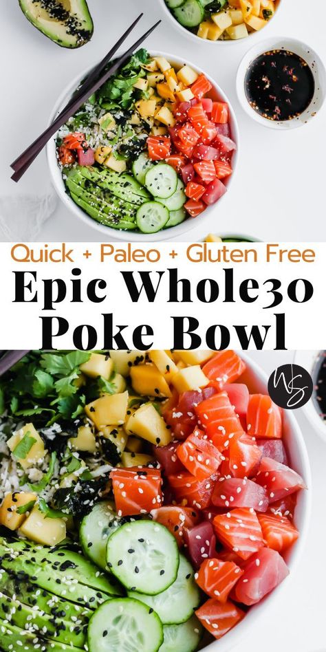 Wooden Skillet, Dinner Paleo, Poke Bowl Recipe, Whole30 Dinners, Sushi Bowl, Sushi Roll, Whole30 Recipes, Perfect Dinner, Recipe 30