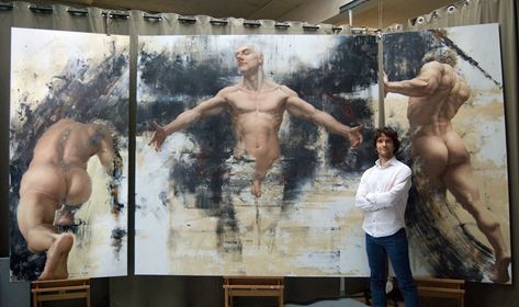 The Eidolon Series - Triptych II by Shane Wolf - Art Renewal Center Shane Wolf, Wolf Painting, Drawing Journal, Wolf Drawing, Real Model, Male Figure, Wolf Art, Gay Art, Art Model