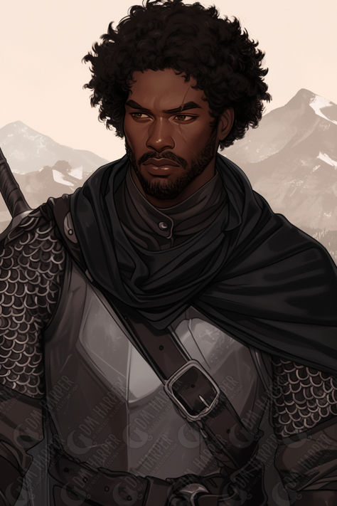 Zhentarim Mercenary, Human Fighter, The Seven Snakes (Storm King's Thunder) Black Man Oc Art, Dnd Fighter Aesthetic, Pugilist Character Art, Modern Mercenary Character Design, Dnd Human Fighter, Dnd Mercenary, Black Warrior Male, Mercenary Concept Art, Korean Character Design