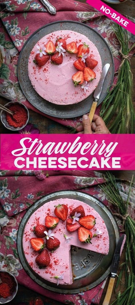 Savory Cakes, Strawberry Cheesecake Recipe, Easy No Bake Cheesecake, Low Carb Cheesecake, Baked Cheesecake Recipe, Baked Strawberries, Keto Cheesecake, No Bake Cheesecake, Strawberry Cheesecake