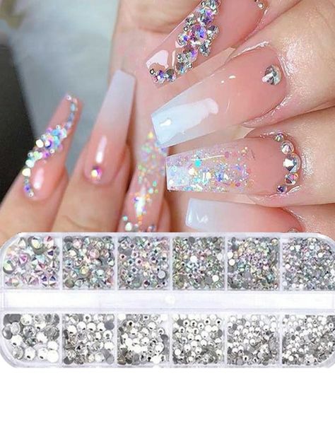 Acrylic Nails Crystals, Nails Crystals, Nail Diamonds, Nail Stones, Colorful Bead Bracelets, Nail Art 3d, Nail Gems, Nail Art Jewelry, Cartoon 3d