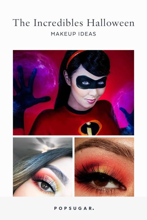 These 25 Incredibles-Inspired Makeup Looks Are, Well, Incredible Mrs Incredible Makeup, Candy Skull Costume, Eye Mask Makeup, Mrs Incredible, Sugar Skull Costume, Halloween Beauty, Skeleton Makeup, Cool Halloween Makeup, Vintage Halloween Costume