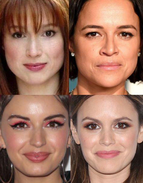 headshots of ellie kemper, michelle rodriguez, rebecca black, and rachel bilson, all the natural classic gamine type Natural Ingenue Classic, Gamine Face, Essence Types, Kitchener Essence, Gamine Essence, Ingenue Essence, Fashion Tools, Kibbe Dramatic Classic, Face Essence