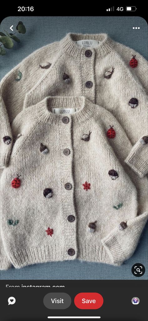 Embroidery On Knitwear, Knit Sweater Embroidery, Embroidery Designs Sweater, Knitting Baby Clothes, Knit Baby Clothes, Knitting Kids, Knit Baby Sweater, Knit Embroidery, Crochet Doll Tutorial