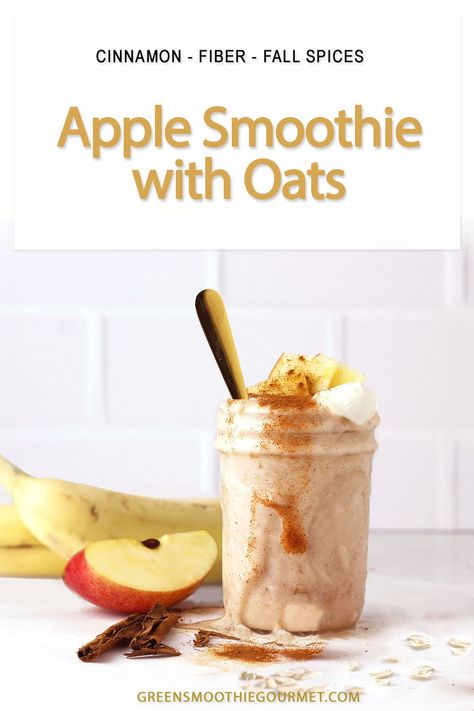 This creamy banana apple smoothie tastes incredibly delicious, spicy and is creamy with milk ice cubes, and filling with oats and peanut butter. The spicy cinnamon apple flavor of this 5-minute smoothie will give you all the fall apple pie vibes. Apple Oatmeal Smoothie, Smoothies With Apples, Peanut Butter Smoothie Recipes Healthy, Apple Smoothie Recipes Healthy, Smoothies With Oats, Fall Apple Pie, Apple Banana Smoothie, Milk Ice Cubes, Peanutbutter Smoothie Recipes