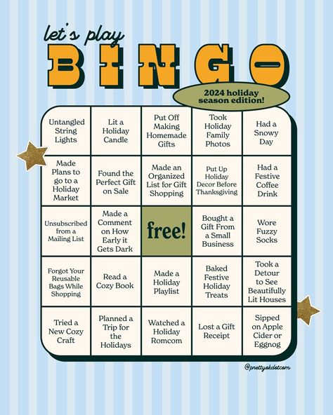 Let’s play holiday bingo! If you get 5 in a row comment ‘Bingo!’ and I’ll send you a holiday coupon code for my shop as a ’lil gift! 🎅🏼🎁🥰🫶🏻 Holiday Bingo, Copywriting Ads, Bingo Template, Bingo Card, Bingo Cards, Album Photo, Gift List, Holiday Festival, Visual Arts