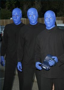 The Blue Men. Blue Man Group Costume, Man Halloween Costume, Bald Cap, Blue Man Group, Blue Costumes, Blue Gloves, Night Circus, Canvas Tent, Male Makeup