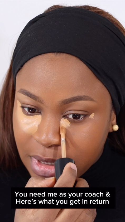 Ginika Temple | Concealer mistakes you may be making that’s causing your under eye to crease. Being intentional about your concealer placement, blending… | Instagram Concealer Placement, Beginner Makeup Tips, Concealer For Dark Skin, Being Intentional, Beginner Makeup, Nose Contouring, Virtual Class, Black Women Makeup, Be The Change