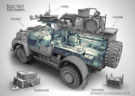 FZD School of Design Zombie Survival Vehicle, Post Apocalyptic Art, Bug Out Vehicle, Apocalypse Survival, Survival Shelter, Zombie Survival, Expedition Vehicle, Army Vehicles, Futuristic Cars