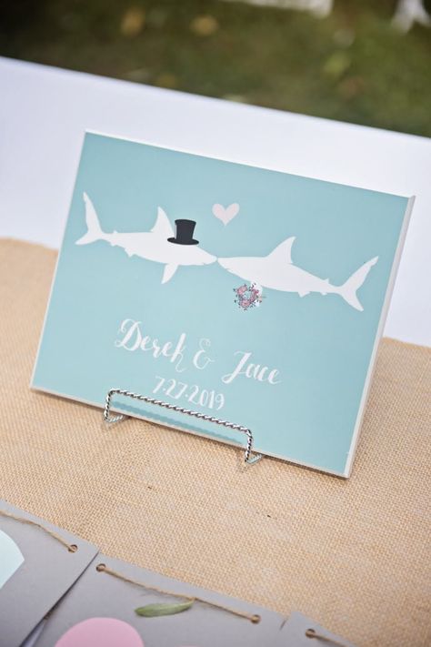 Shark Wedding Theme, Shark Wedding, Ocean Wedding Theme, Wedding Aesthetics, Ocean Wedding, Cute Shark, Shark Week, Wedding Envelopes, Civil Wedding