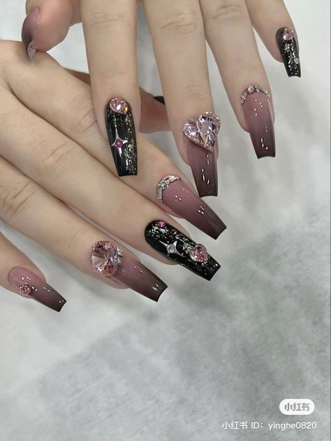 Asian Nails, Goth Nails, Blush Nails, Classy Acrylic Nails, Pretty Gel Nails, Kawaii Nails, Pretty Acrylic Nails, Fancy Nails, Dope Nails