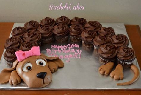 Cupcake Cakes are quite easy to make and look like you put a ton of time and work into it. Sharing a collection of Cupcake Cake Ideas that is sure to get you inspired for your next party. Dog Cupcake, Puppy Cupcakes, Pull Apart Cupcake Cake, Pull Apart Cake, Dog Cupcakes, Pull Apart Cupcakes, Puppy Cake, Dog Cakes, A Birthday Cake