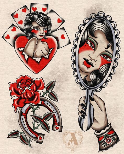 Queen Of Hearts Card Tattoo, Inspo Drawing, Queen Of Hearts Tattoo, Traditional Tattoo Drawings, Cherub Art, Queen Of Hearts Card, Tattoo Painting, Hearts Tattoo, Sailor Tattoos